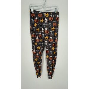 Peanuts Snoopy Halloween Pajama Pants Women M Black Pumpkin Boo Lounge Fall Cozy
